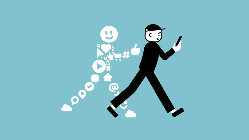 What-is-Interest-Based-Advertising Illustration of man walking holding phone